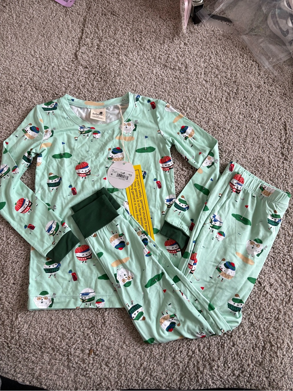 Tullabee Light Green Golf PJ Set 5T-6T